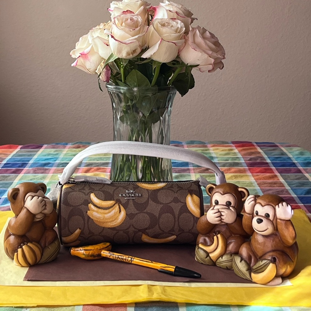 🙈🙊🙉 COACH NOLITA BARREL BAG IN SIGNATURE CANVAS  WITH BANANA PRINT 🙊🙈🙉 NWT